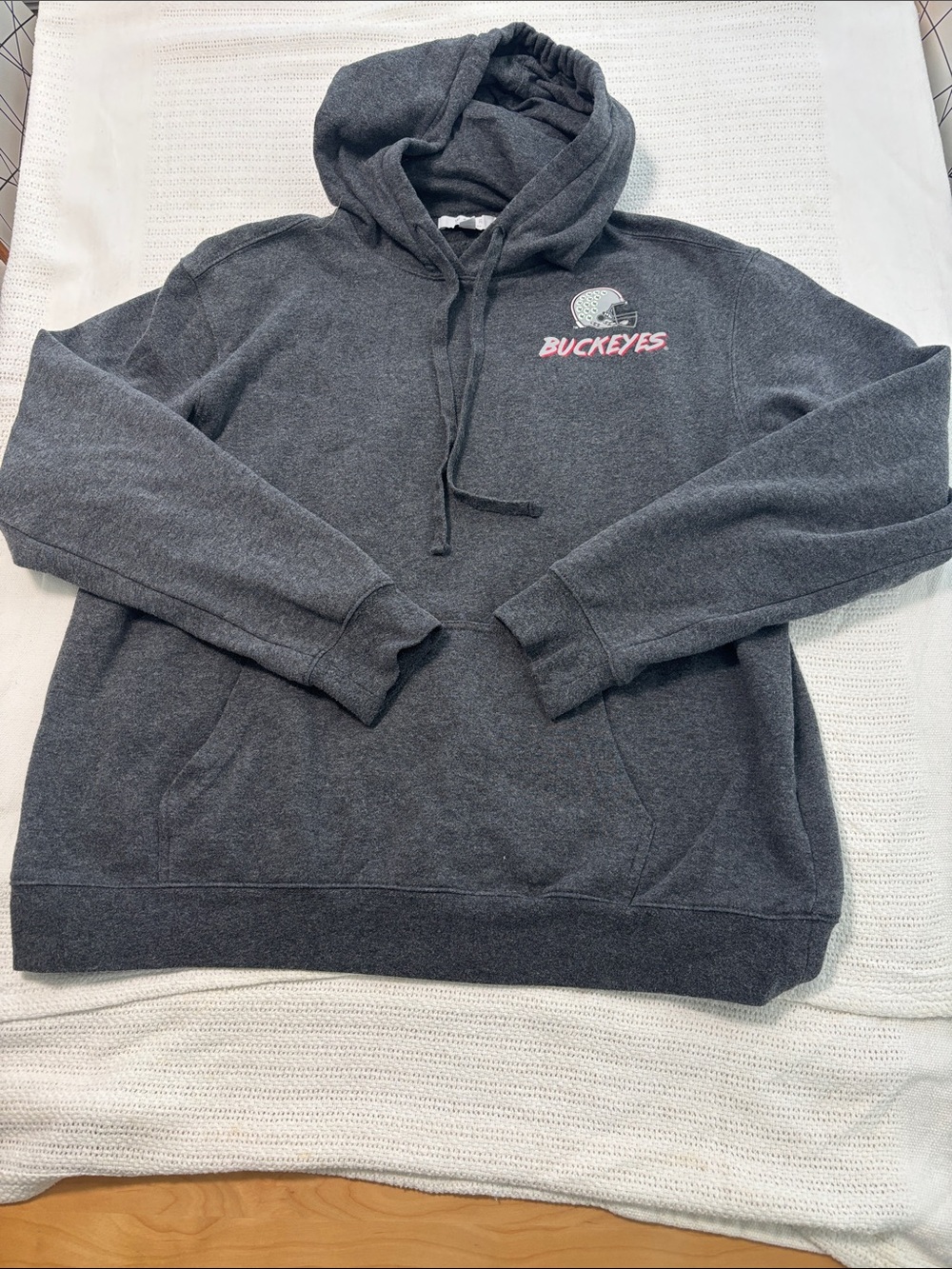 Buckeyes Dark Gray Pullover Hoodie with Helmet Graphic